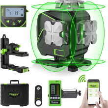 Huepar 4D Zelfnivellerende Laserwaterpas met 16 lijnen, 4x360 kruislijnen, ontvanger, LCD-scherm en Bluetooth-afstandsbediening - Model S04