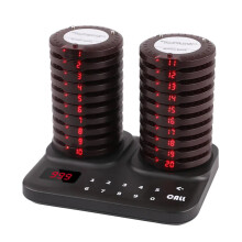 20 - Coaster kabelloses Restaurant - Paging - System mit doppelter Ladestation für Food Trucks, Cafés und Bars