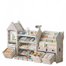Multi-laags speelgoedopslag en boekenplank organizer - 2-in-1 plastic kast