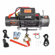 12V Electric Winch with Synthetic Rope & Remote Control - 13,500 lbs Capacity, 92ft Length for ATV, 4x4, Trailer, Truck & Boat
