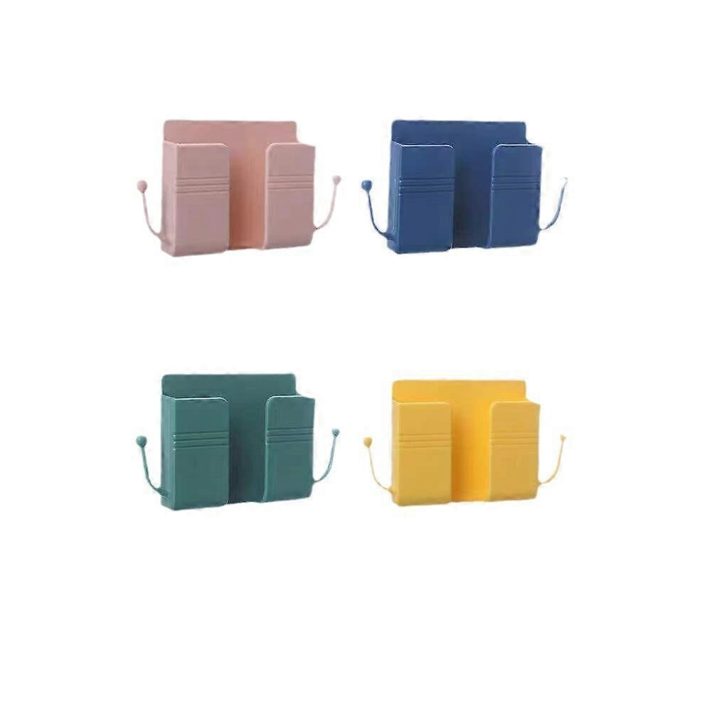 (As show, One size) 4 Self-adhesive Wall Mount Phone Holder with Hooks Phone Stand Charging Holder for Smartphones Cellphone Bracket Phone Holder for