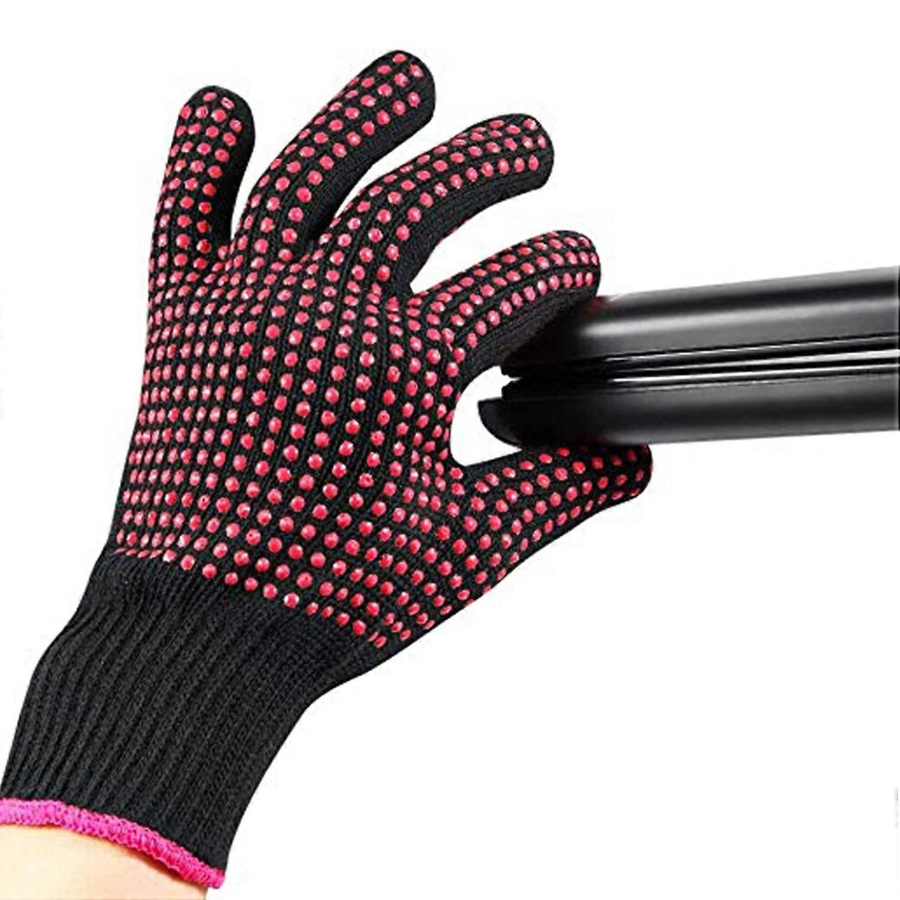 (As show, One size) Professional Heat Resistant Glove Non Slip Silicone Bump for Hair Styling Heat Blocking for Curling, Flat Iron and Curling Wand Suitable for Left and