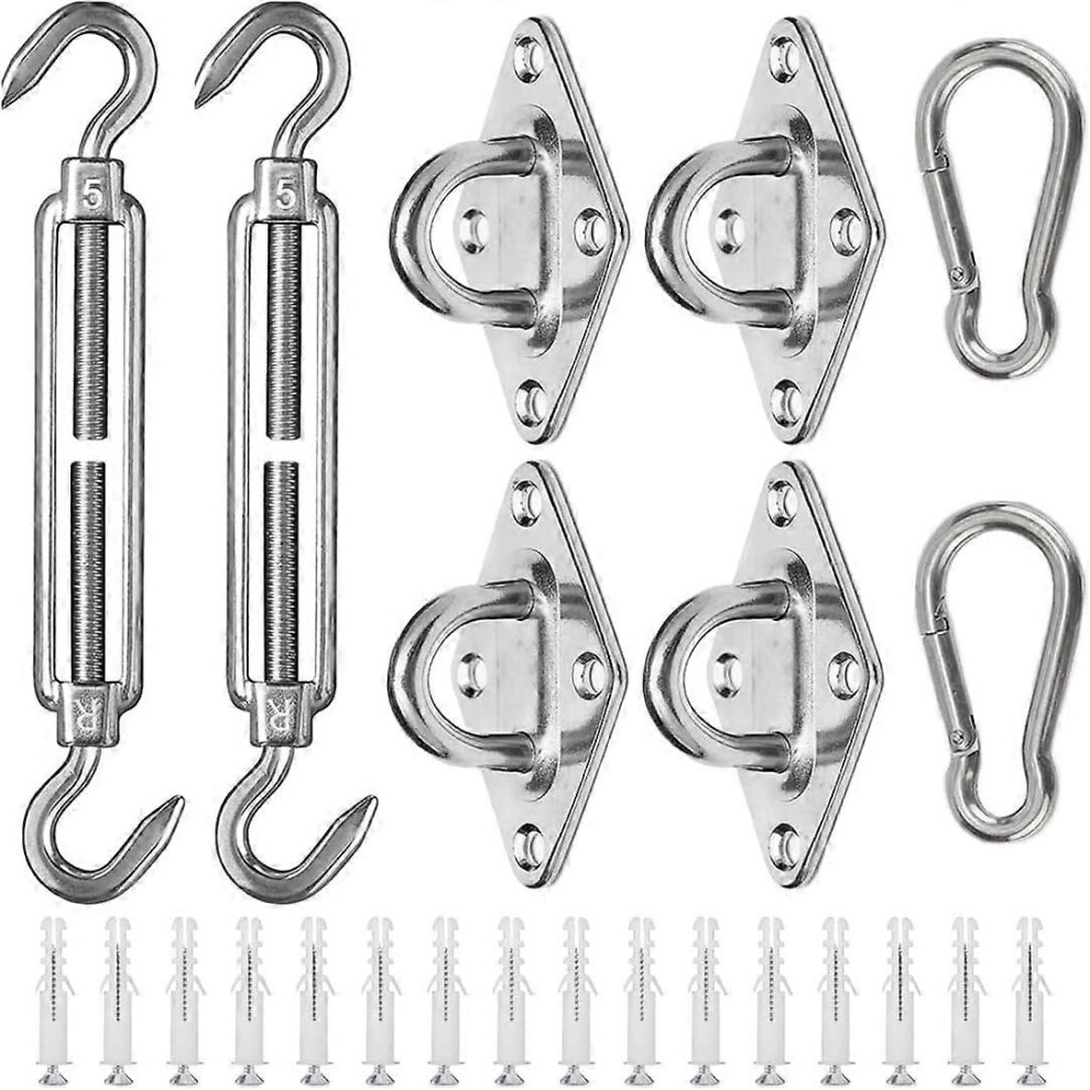 (As show, One size) M5 Shade Sail Fixing Kit 42 Pieces of Stainless Steel Hardware for Rectangular and Triangular Shade Sail Installation