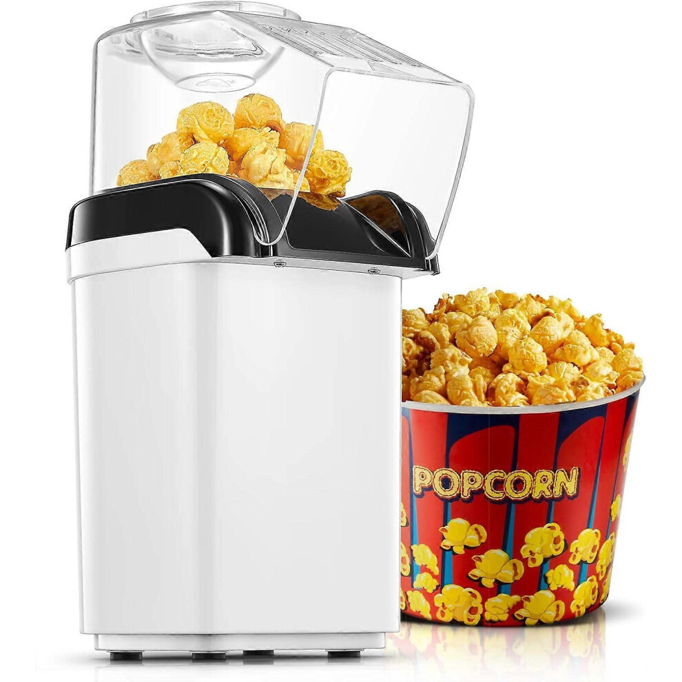 (As show, One size) Popcorn Machine, 1200W Popcorn Maker, One-Button Operation, Ready in 2 Minutes, Overheat Protection, White