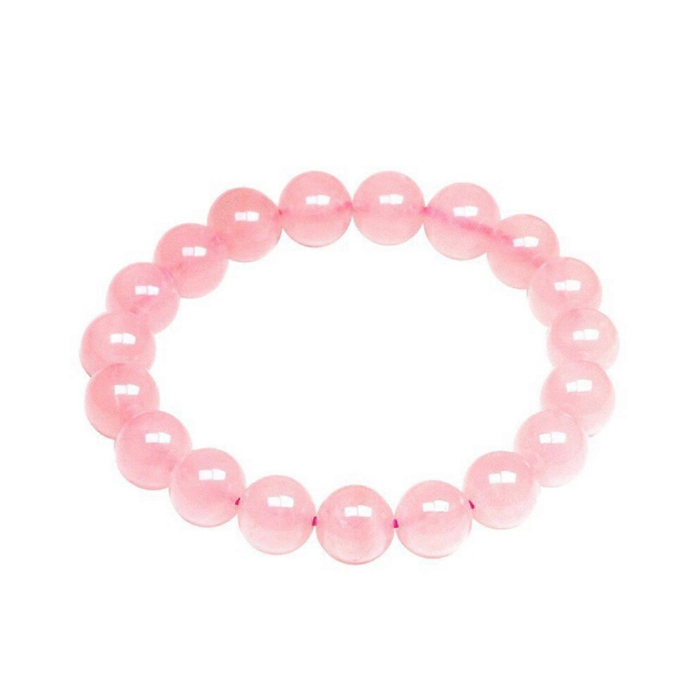 (As show, One size) 1 Rose Quartz Bracelet Natural Stone Beads Bracelet Lithotherapy in 8mm Elastic Men's and Women's Bracelet