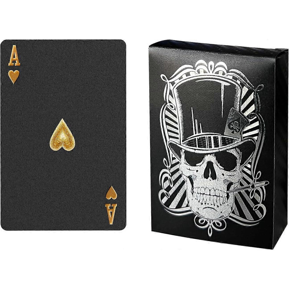 (As show, One size) Poker Card Games - Waterproof Black Plastic Diamond Novelty 54 Card Game, Playing Cards-Silver