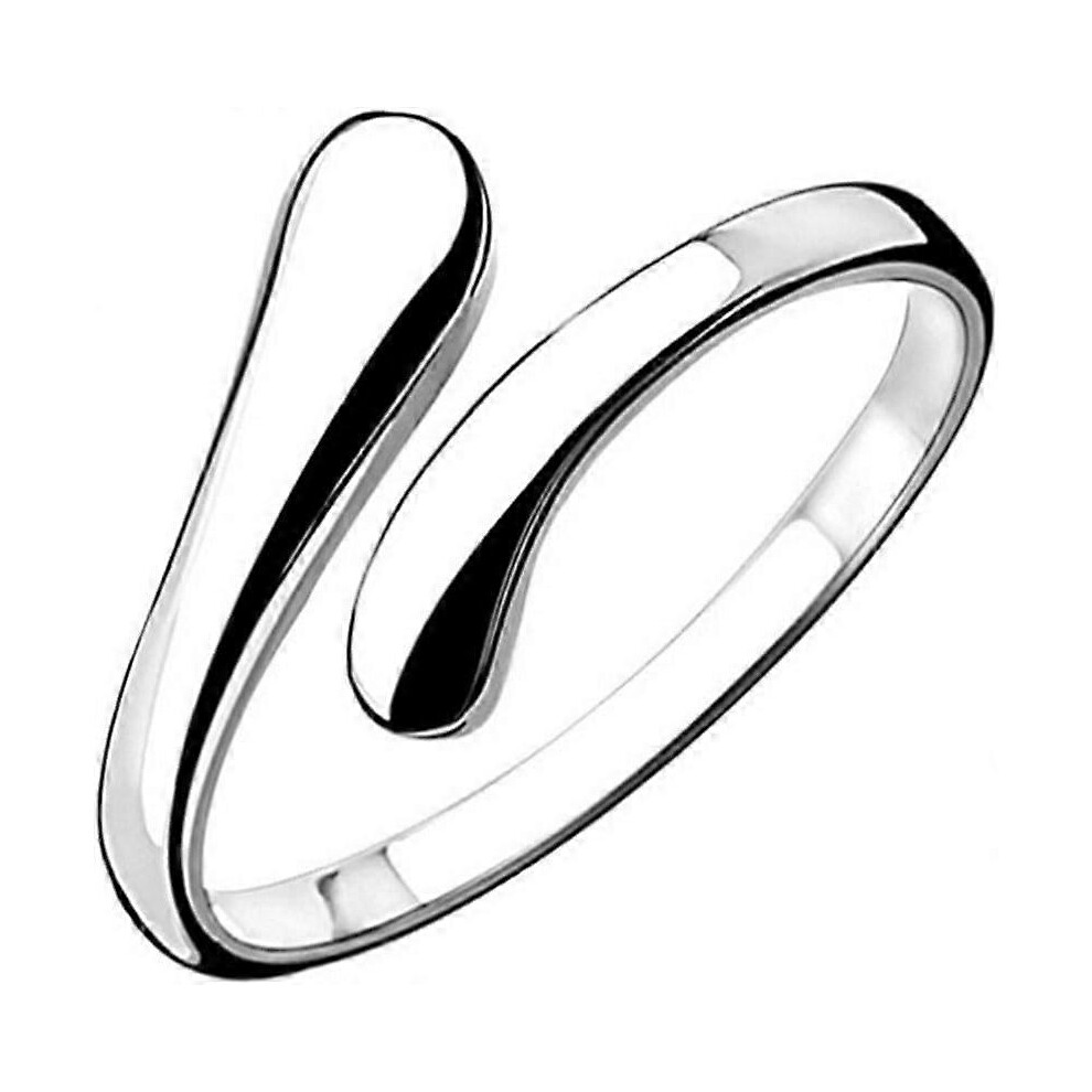 (As show, One size) Women's 925 Sterling Silver Simple Open Adjustable Rings