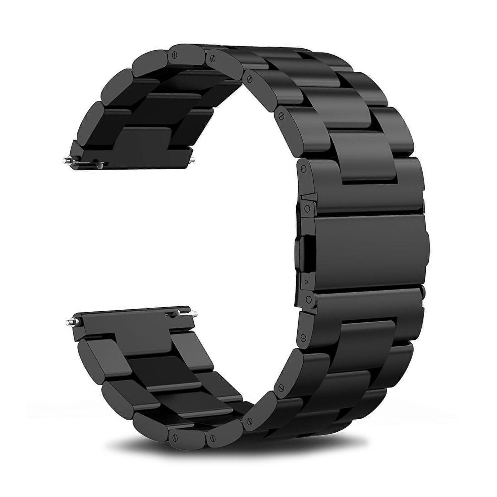 (As show, One size) 24mm Stainless Steel Watch Strap, Compatible with Samsung, Huawei, Fossil, Withings Smart Watch, Metal Watch Straps for Men Women, Black