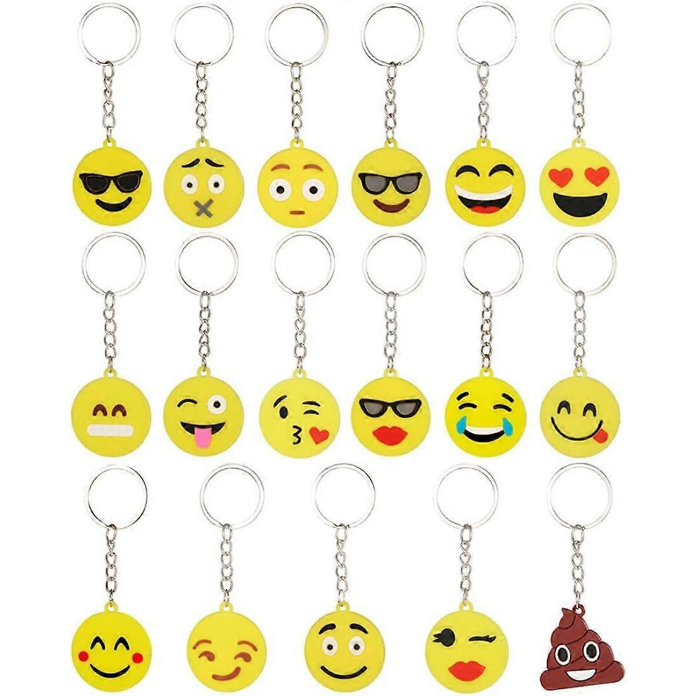 (As show, One size) 6Pcs Emoji Emoticon Keychains for Birthday Kids Party Bag Fillers Thank You Gift, Emoticon Keychain for Christmas etc Party Decora