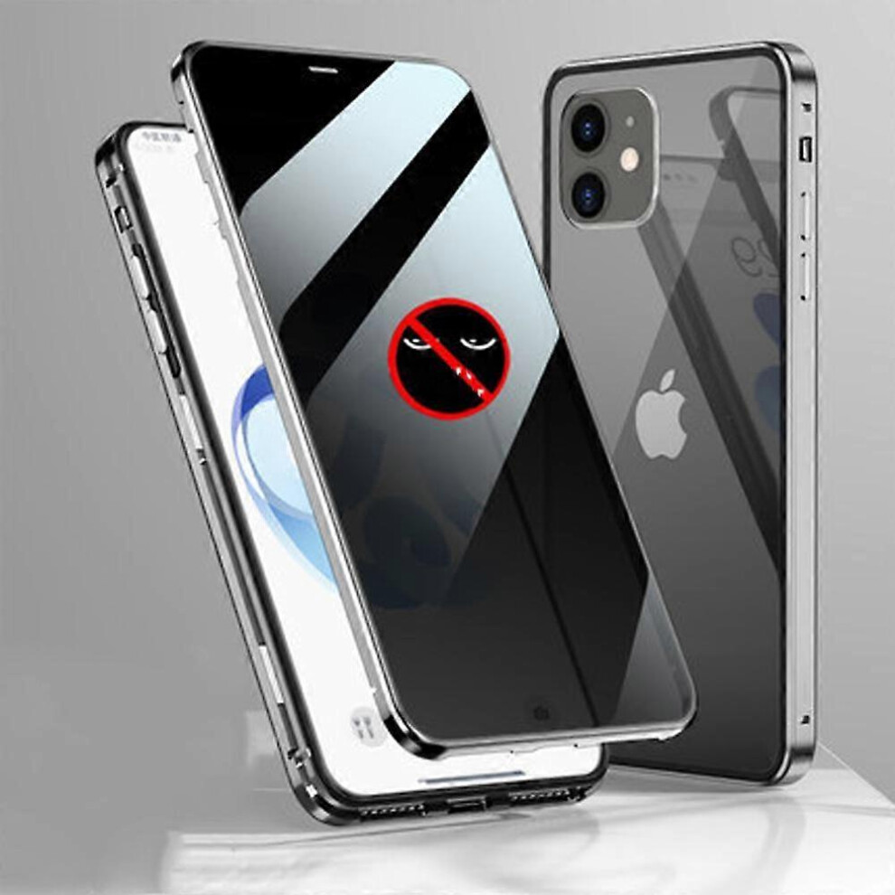 (As show, One size) 1 Pack Anti Peeping Case for iPhone 13 Pro Max, Tempered Glass Front and Back Cover, Anti Spy Screen, Anti Peep Magnetic Adsorptio