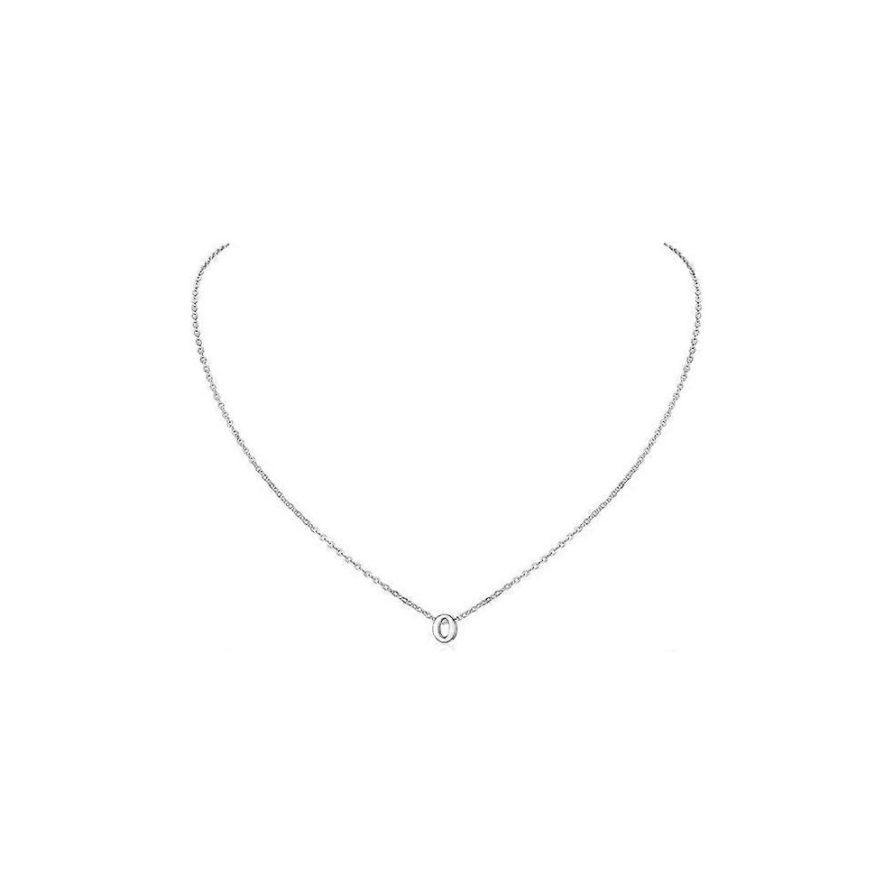 (As show, One size) 1 Initial O Letter Choker Necklace for Women 925 Sterling Silver/Gold Plated Monogram Name Jewellery