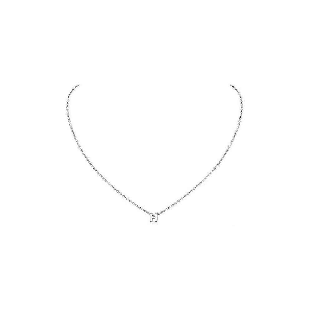 (As show, One size) 1 Initial A-Z Letter Choker Necklace for Women 925 Sterling Silver/Gold Plated Monogram Name Jewellery