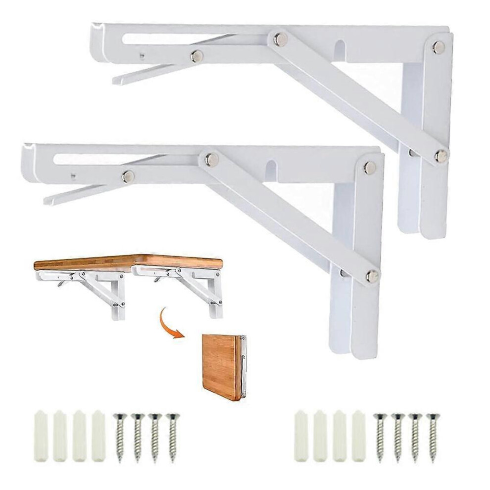 (As Show, One Size) Folding Bracket 200Mm, 2 Pieces Foldable Console Bracket, Folding Shelf Supports Load, Heavy Duty Retractable Folding Consol Black