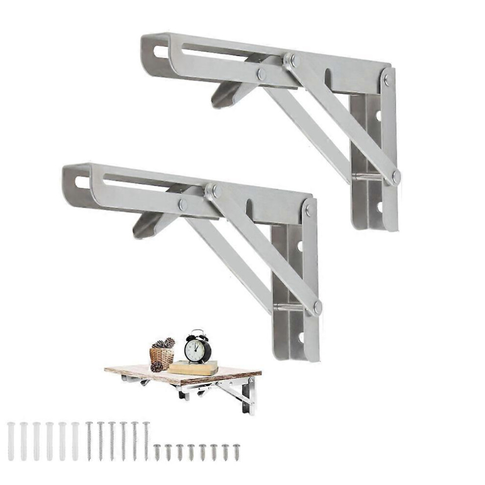 (As show, One size) 2 Pieces 200mm Stainless Steel Wall Folding Bracket, Folding Console Bracket, Heavy Duty Folding Bracket, Folding Shelf Brackets f