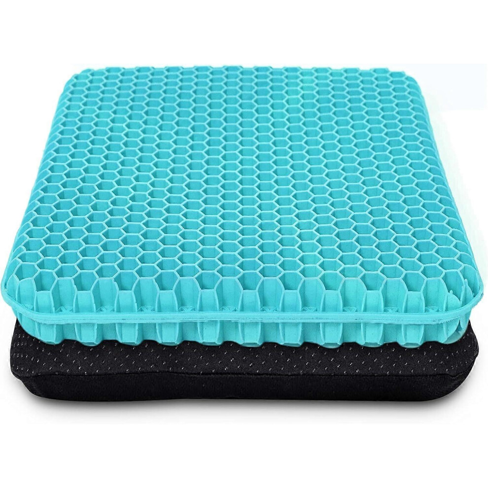 (As show, One size) (Milk Green)Thick Gel Seat Cushion with Non-Slip Coating - Breathable Honeycomb Pattern - Absorbs Pressure Points for Car, Office