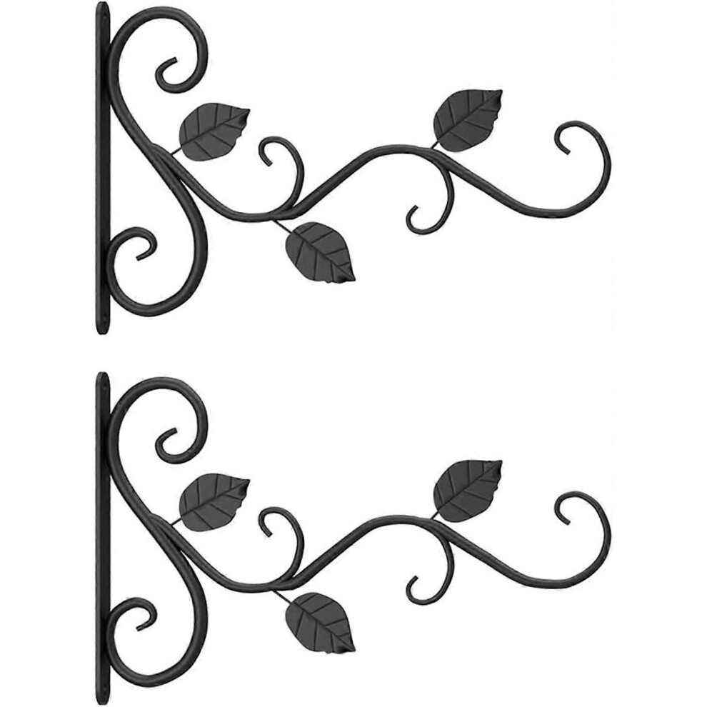 (As show, One size) 2 Pieces Wrought Iron Garden Wall Brackets, Hanging Basket Brackets Plant Hook, Wall Hanging Brackets Hooks, for Plant Basket Flower Pots Lanterns