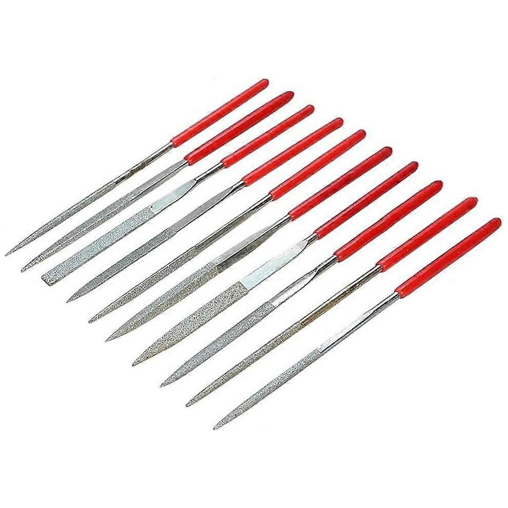 (As show, One size) 10 Pcs Assorted Mini Diamond Needle Files in 2x100mm Shank, Multi-Purpose Diamond File Set Metal File for Jewelers Glass Wood Carving Model Making Jew