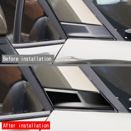 Exterior Glossy Black a Pillar Front Side Window Panel Cover Trim 2