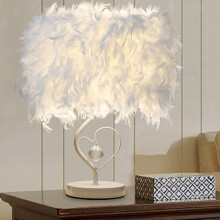 Modern Feather Bedside Table Lamp with Metal Base