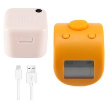 Mini contador de contagem de dedos eletrônico digital LCD com anel de dedo amarelo