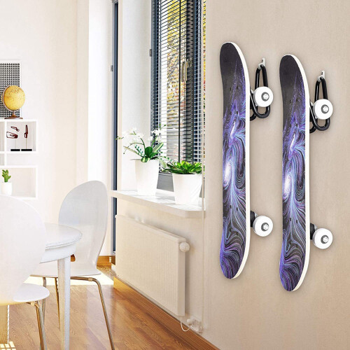 Pacote com 2 ganchos para parede de skate e suporte para longboard 2