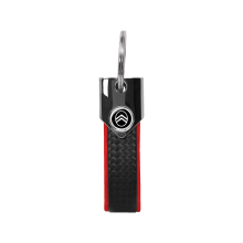 Schlüsselanhänger Citroen Rot Offiziell, Carbon, Logo New Schwarz