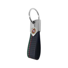 Fiat Schlüsselanhänger, Carbon Tricolore Schwarz mit Fiat Vintage Logo