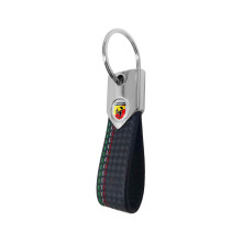 Abarth Schlüsselanhänger, Carbon Tricolore Schwarz mit Abarth Logo