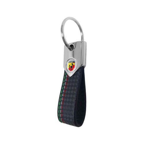 Abarth Schlüsselanhänger, Carbon Tricolore Schwarz mit Abarth Logo