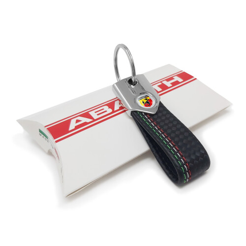 Abarth Schlüsselanhänger, Carbon Tricolore Schwarz mit Abarth Logo 2