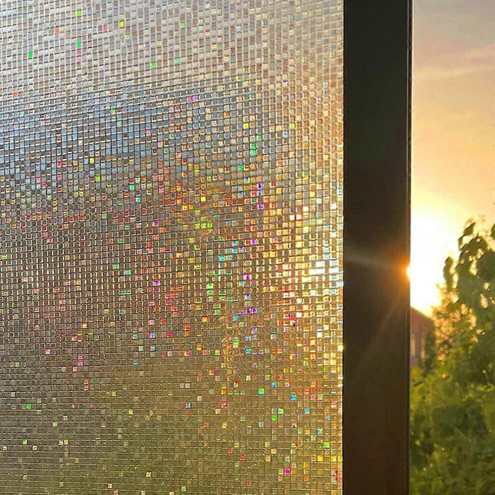 (As show, One size) (Transparent  Mosaic, 45x400)3D Window Film Rainbow Effect Anti-Peeking Decorative Window Film Electrostatic Blackout Film Anti-UV