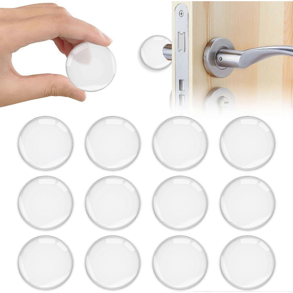 (As show, One size) Wall Mounted Door Handle Stopper, 12PCS Transparent Adhesive Door Stopper Silicone Door Stoppers with Powerful Door Stopper for Cupboard Doors, Kitche