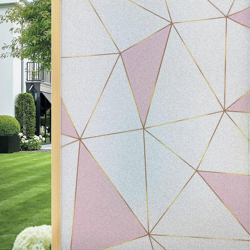 (As show, One size) (45x300cm)Opaque Window Film, Frosted Glass Film, Pink, Glue-Free Static Sticker, Reusable, Suitable for Living Room, Bedroom