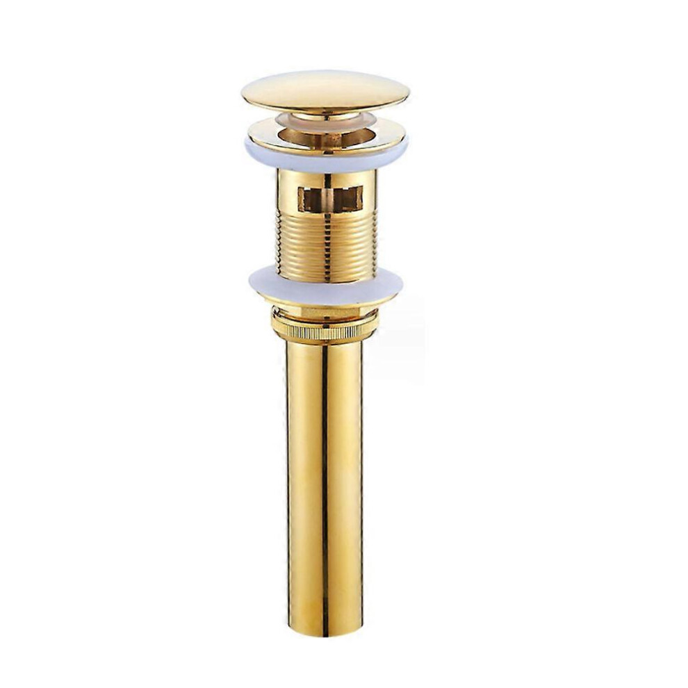 (As show, One size) Messing Gold Sink Drain Sink Drain with Overflow Pop Up Sink Drain, Titanium Gold