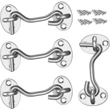 (As show, One size) Cabin Hook, Shed Lock Gate Latch Silent Door Latch, Stainless Steel Eyelet Hooks for Shed Door Garage Doors(4Pcs)