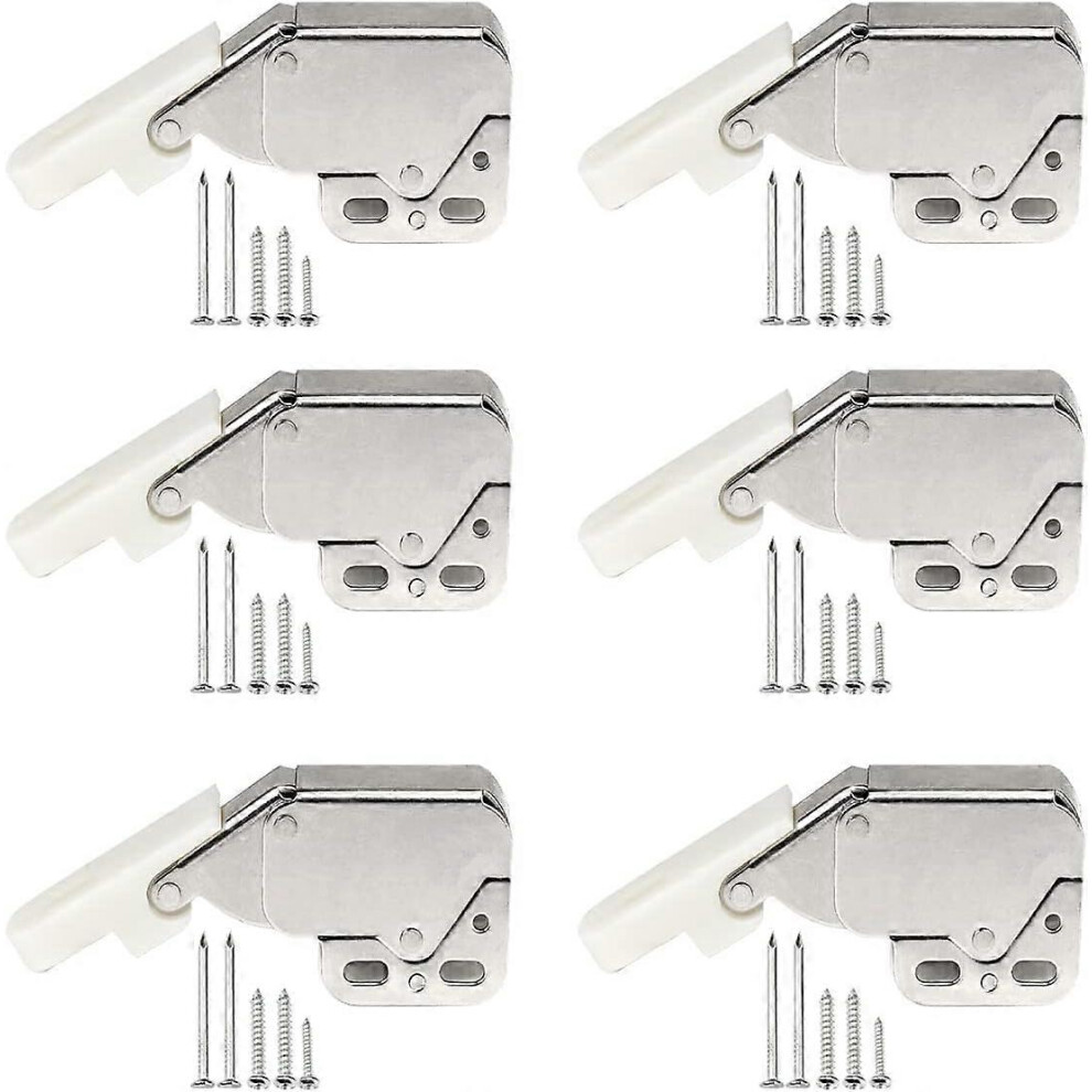 (As show, One size) 6 Pieces Spring Loaded Cabinet Lock, Mini Touch Latches, Spring Loaded Latches, Mini Latch, Latch Catch, Press to Open and Close, with Mounting Screws