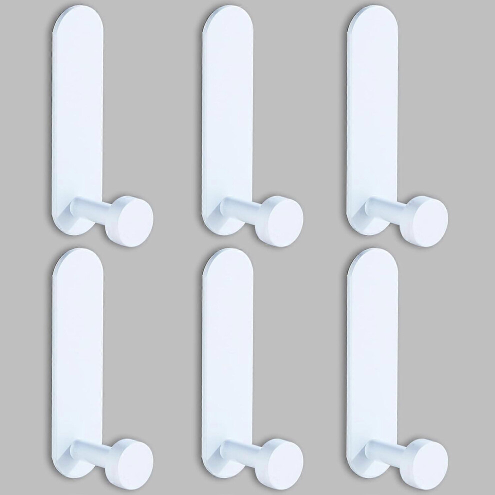 (As Show, One Size) Adhesive Wall Hook 6 Pieces, Bathroom Coat Hook Without Drilling, Towel Hanger Adhesive Wall Hook For Living Room, Bathroom, White