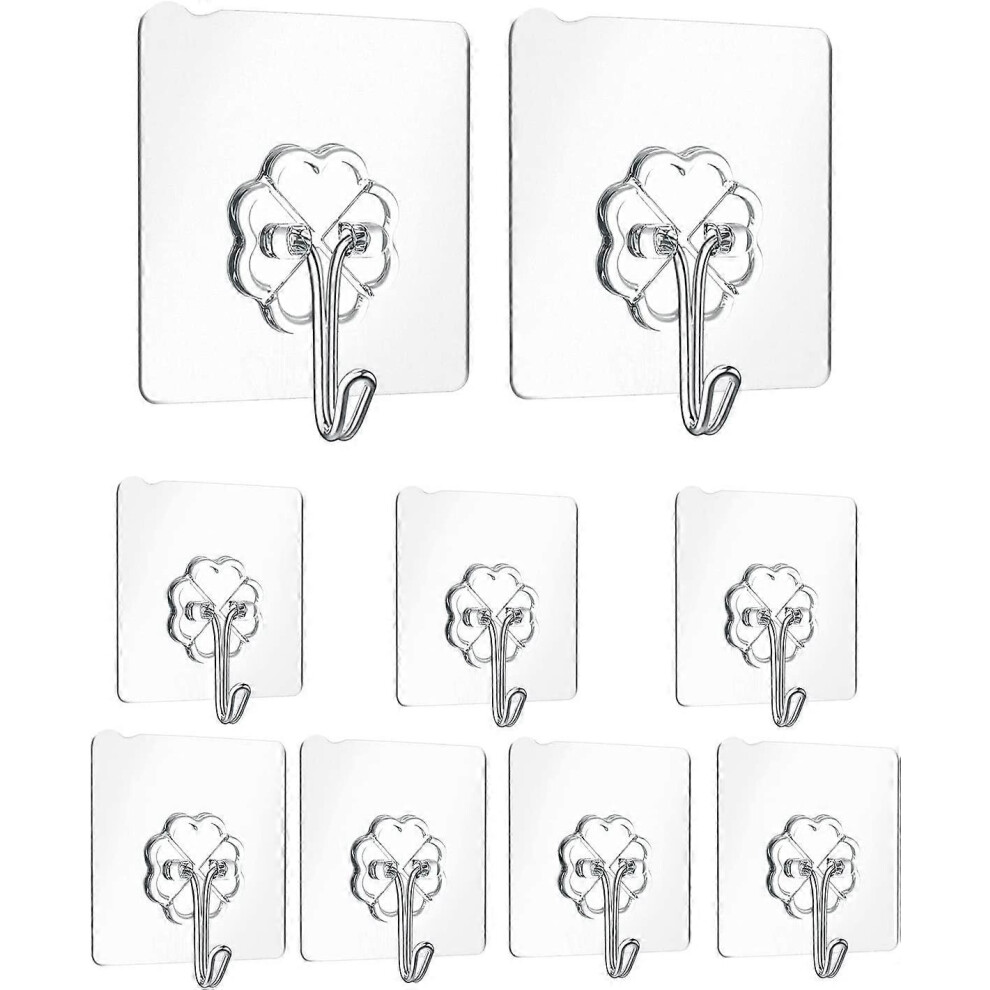 (As show, One size) 10 PCS Adhesive Wall Hook, Adhesive Hooks Maximum Load 15kg, Adhesive Wall Hook for Hanging Keys, Caps, Kitchen Utensils, Towels and More