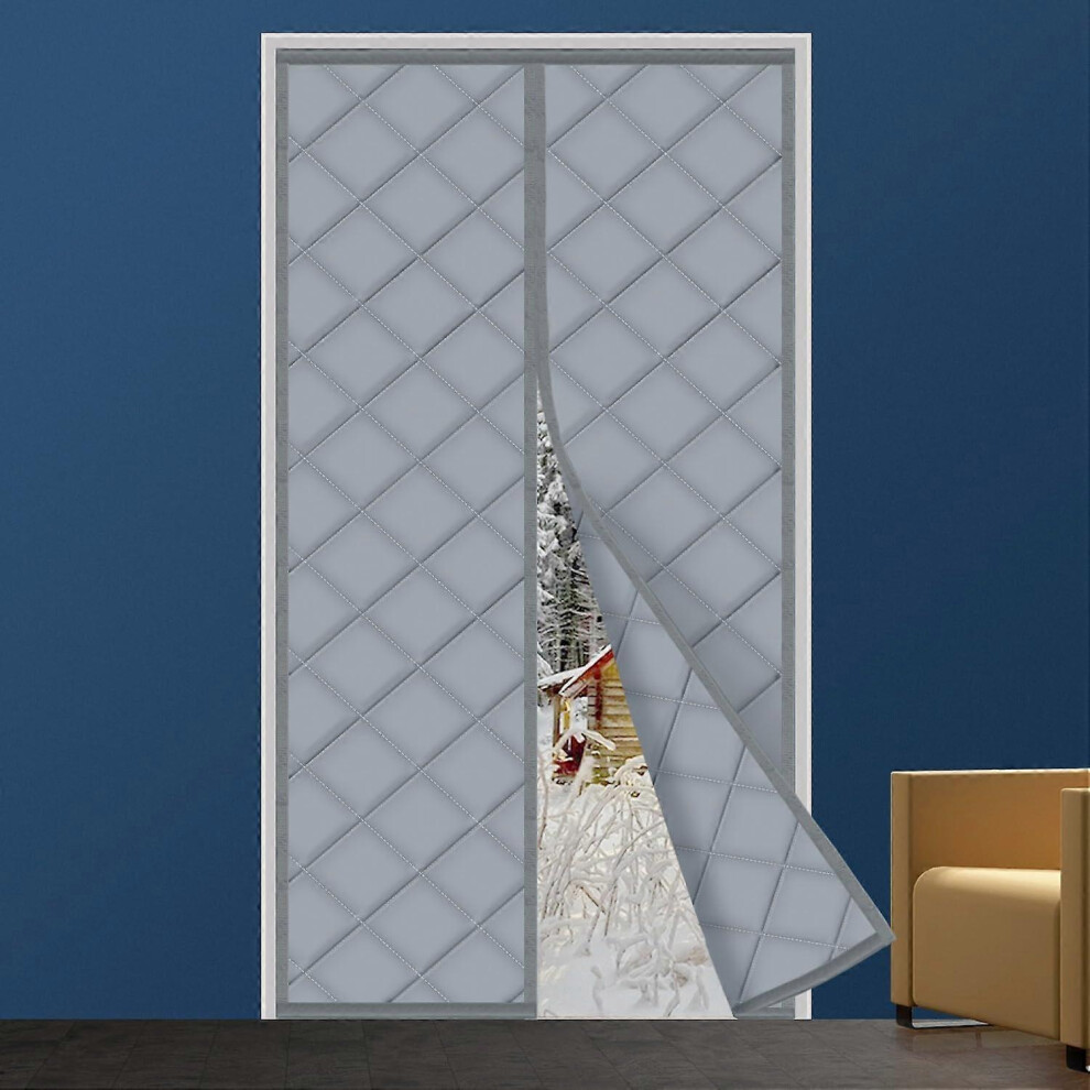 (As show, One size) Thermal Insulated Door Insulation with Magnetic, 90 x 200cm Grey, cold and noise resistant, suitable for pets, suitable for air-conditioned rooms