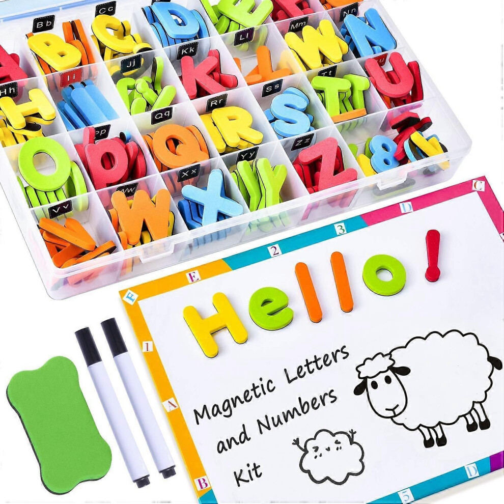 (As show, One size) Magnetic Letters and Numbers for Children  2 sets of uppercase letters, 6 sets of lowercase letters, 10 numbers, 7 symbols  Magnet