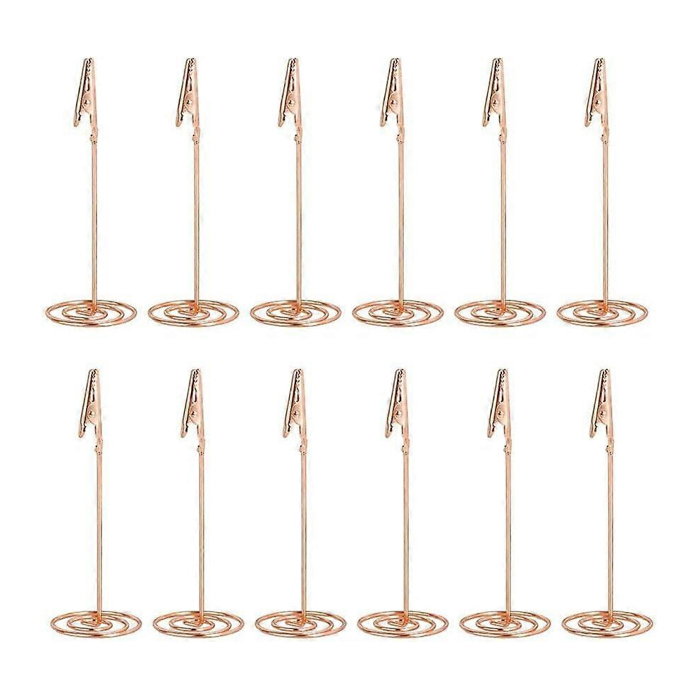 (As show, One size) Pack of 12 Rose Gold Metal Memo Clip Holder Stand with Alligator Clasp for Photos Card Note Paper Clip