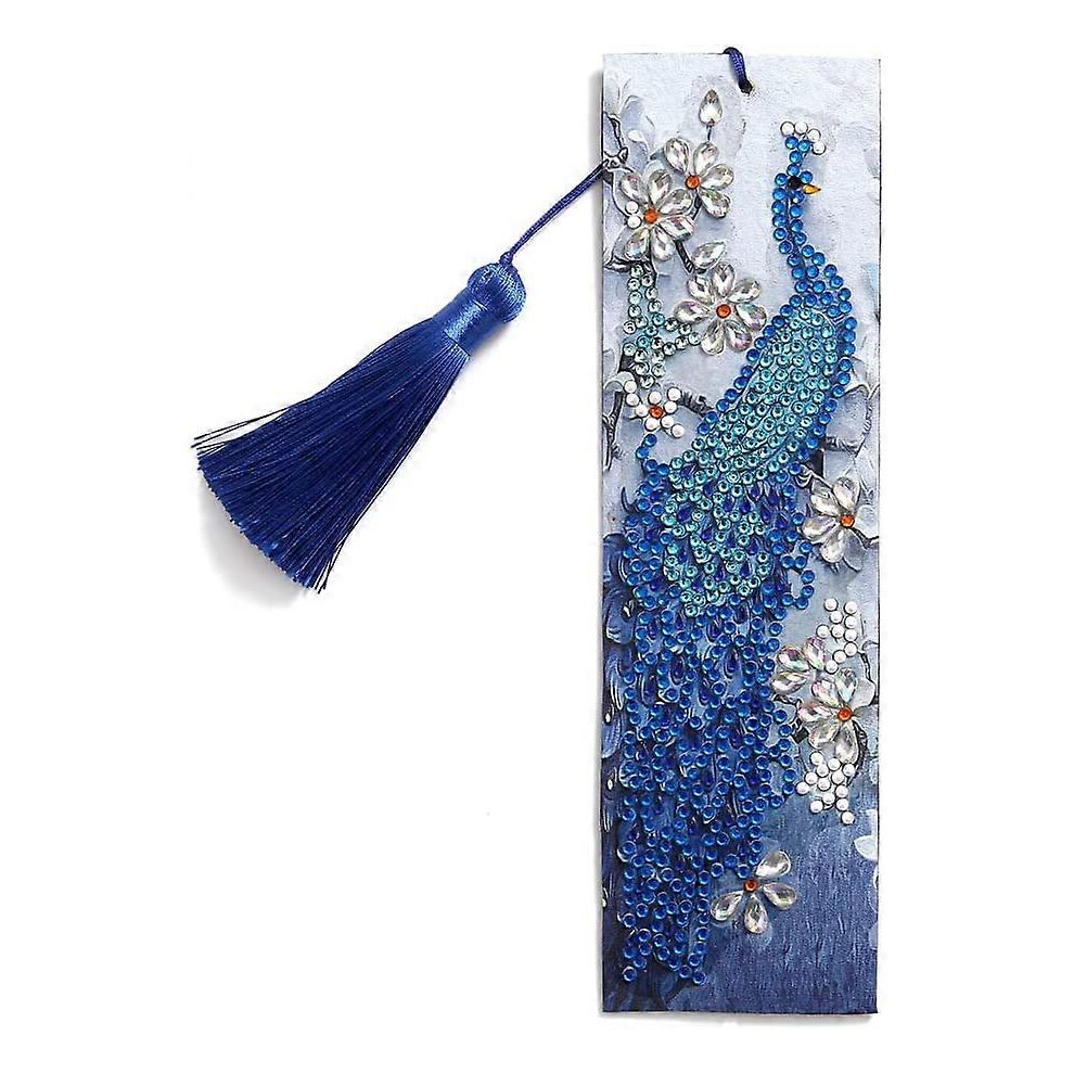 (As show, One size) 5D Diamond Pasted Painting Kit, DIY Diamond Painting Bookmarks, Diamond Embroidery Bookmarks Kit with Leather Tassel, Paint by Num