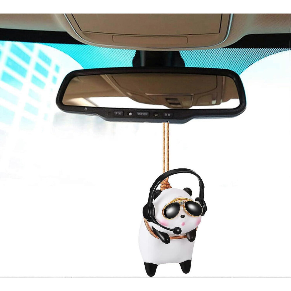 (As show, One size) Swinging Panda Car Rearview Mirror Pendant, Car Rearview Mirror Pendant Hanging Ornament Car Decoration, Car Interior Accessories