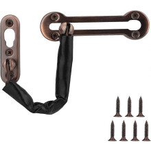 (As show, One size) Security Door Chain, Stainless Steel Anti-Theft Door Chain with PU Leather Chain, Sliding Chain Security Lock for Door, Hotel Family Interior - Copper