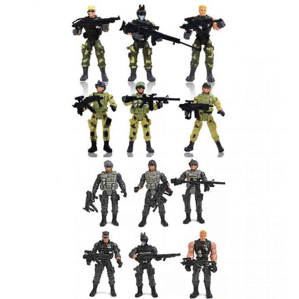 (As show, One size) Action Figure Toy Soldiers with Weapon/Military Figures Sets 12 Action Figure Toy Soldiers with Weapon/Military Figures Sets - Wea-image-OPC-PHQ57H2-NEW