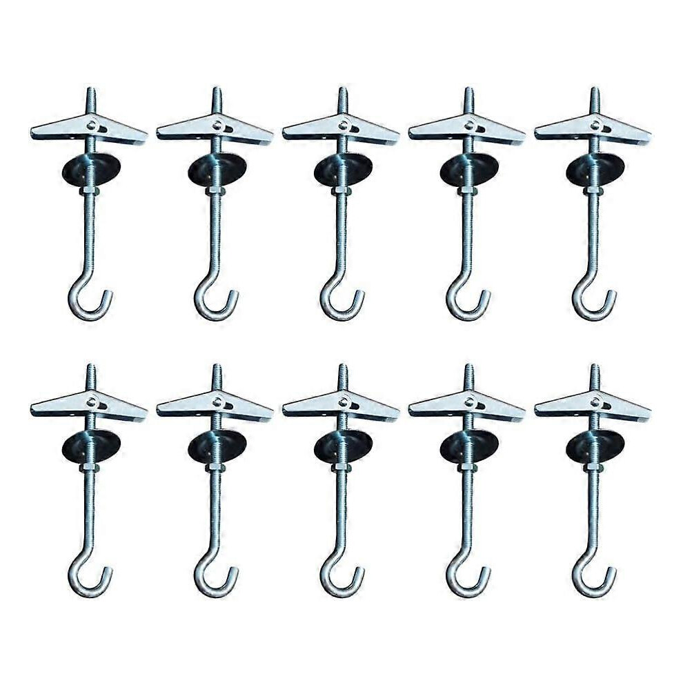 (As show, One size) 10 pcsHeavy Duty Ceiling Hooks Swag Hanging Hooks Toggle Bolt Wings Hook,for Installation to Suspended Ceiling Plants Wall Mountin