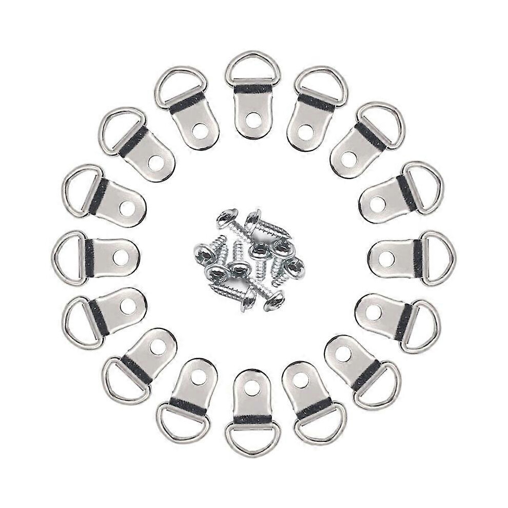(As show, One size) 100 Pcs D-Rings Picture Frame Hanging Hook, Stainless Steel Wall Mount Bracket with Screws and Box for Hanging Clock, Paintings, Artworks, Picture Fra