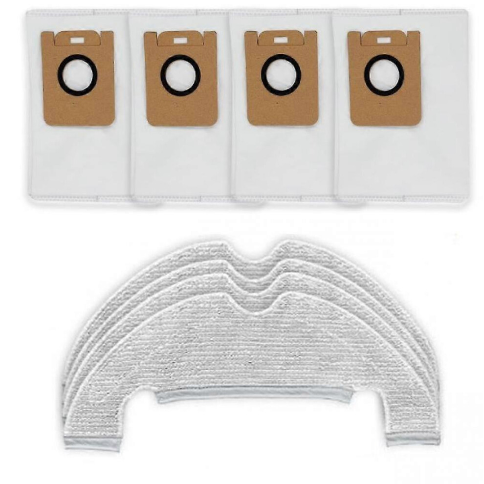 (As show, One size) Accessories Kit Replacement Parts for Dreame D10 Plus RLS3D Robot Vacuum Cleaners, 4 Mop Cloths, 4 Vacuum Cleaner Bags