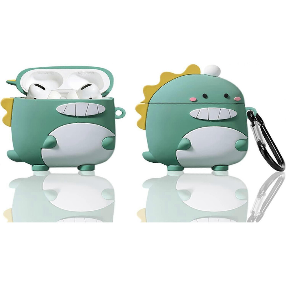 (As show, One size) (Green Dinosaur) for Airpods Pro Case Protective Silicone Cover Compatible for AirPods Pro, Pretty and Cute Case, 3D Design Case C