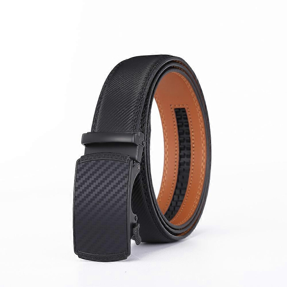 (As show, One size) Men's belt, ratchet leather belt, automatic clasp for men's suits, work clothes, width 35 mm, adjusted size